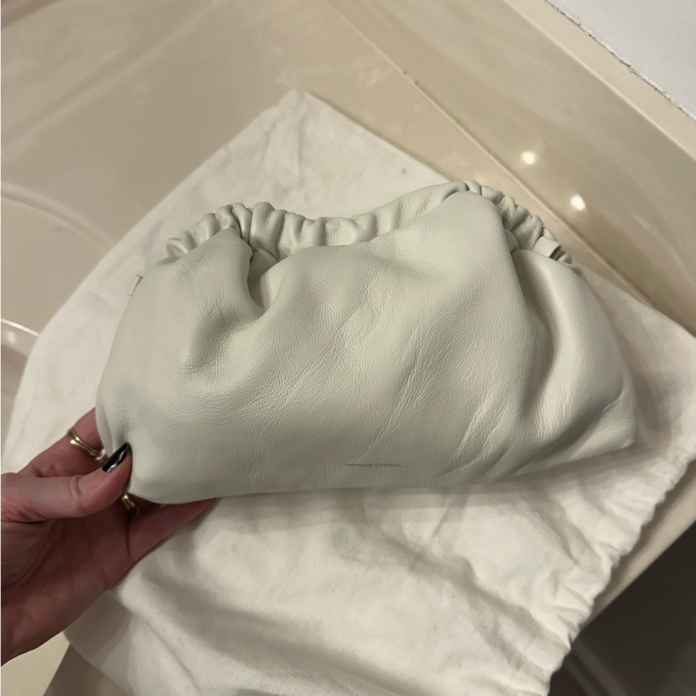 Mansur Gavriel mini cloud clutch in off white leather